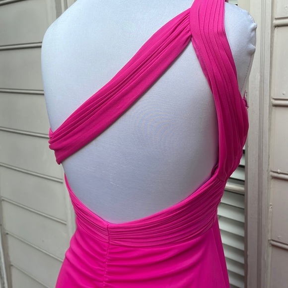 Hailey by Adrianne Papell One Shoulder Pink Dress size 4 - Picture 5 of 16